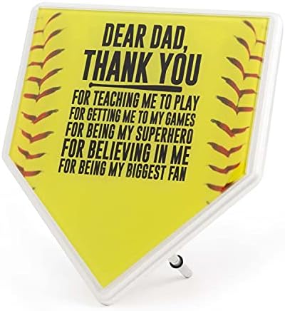 Chalktalksports Softball Stitches Plaque Plaque | ההודעה שלך לאבא | מוכן לחתימה